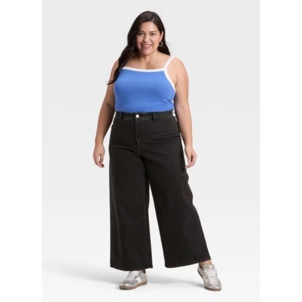 Universal Thread Women's High Rise Sailor Wide Leg Ankle Jeans in Black Size 17